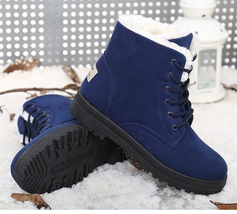 Women's Boots 2023 Winter Boots With Fur Low Heels Snow Boots Ankle Bota Feminina Platform Booties For Women Winter Shoes Heeled