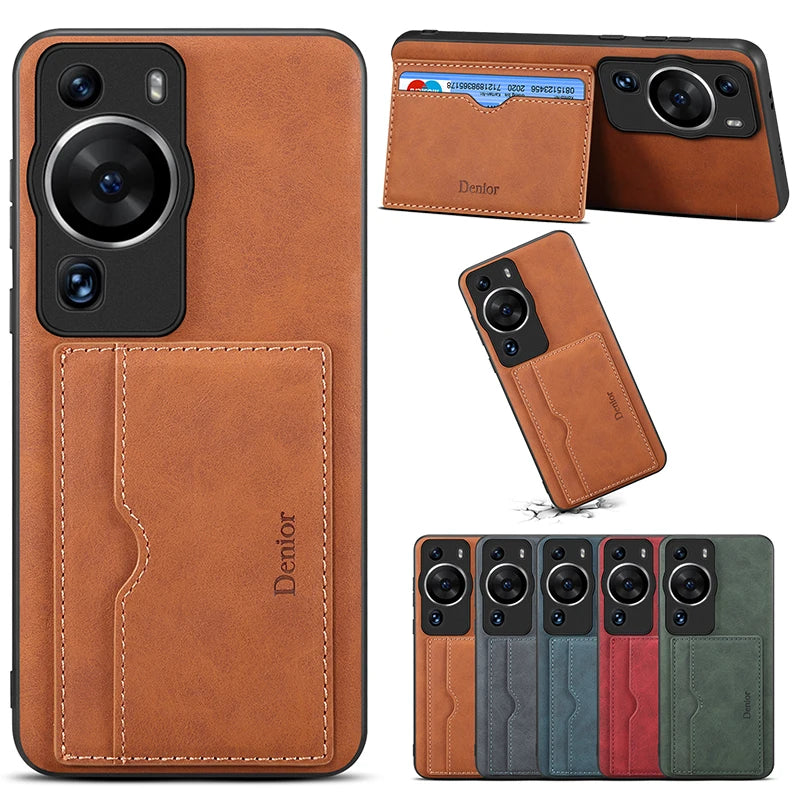 Luxury Shockproof Leather Wallet Phone Case For Huawei Pura 70Pro P60 P40 P30 Pro P50 P30 Back Cover With Card Slot Holder Cover