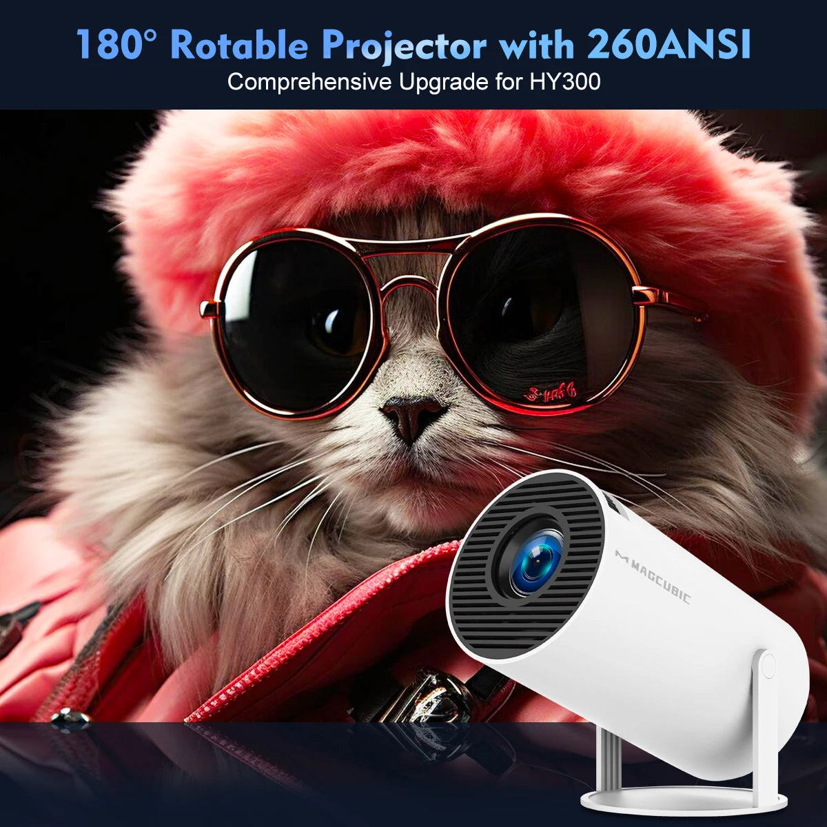 Magcubic Projector 4K Android 11 HY300 Pro Wifi6 260ANSI Allwinner H713 BT5.0 1080P 1280*720P Cinema Outdoor portable Projetor