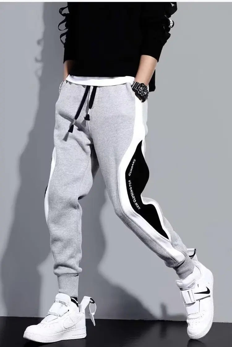 Men Black Pants Hip Hop Drawstring Jogger Fashion Comfortable Trousers Male Casual Sweatpants Loose Elastic Waist Sportswear