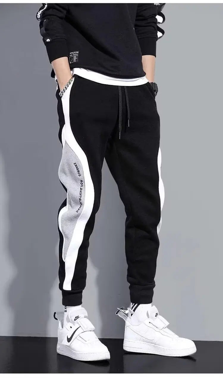 Men Black Pants Hip Hop Drawstring Jogger Fashion Comfortable Trousers Male Casual Sweatpants Loose Elastic Waist Sportswear