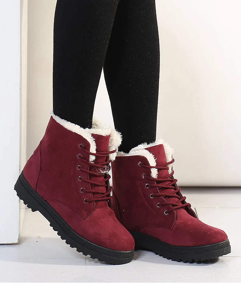 Women's Boots 2023 Winter Boots With Fur Low Heels Snow Boots Ankle Bota Feminina Platform Booties For Women Winter Shoes Heeled