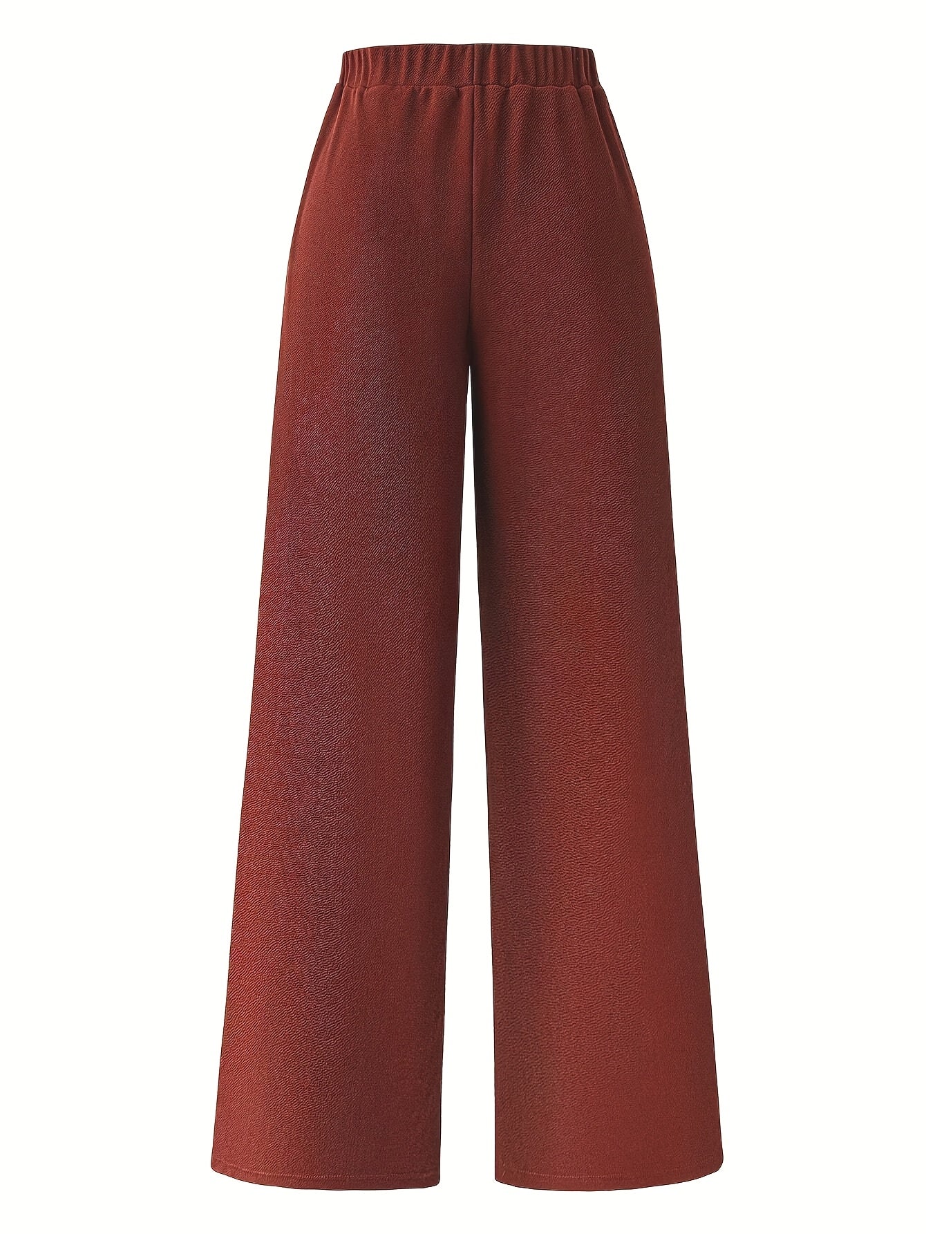 Everyday Elegance| Elegant Women's Two-Piece Set: Color Block Button-Up Shirt & Wide-Leg Pants in Burgundy and White - 100% Polyester, Machine Washable, Perfect for Spring/Fall